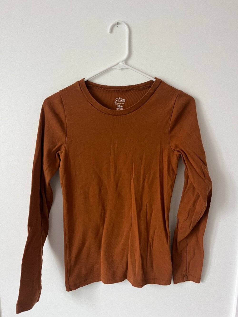 J. Crew Perfect Fit Burnt Orange Long Sleeve Tee Size Medium